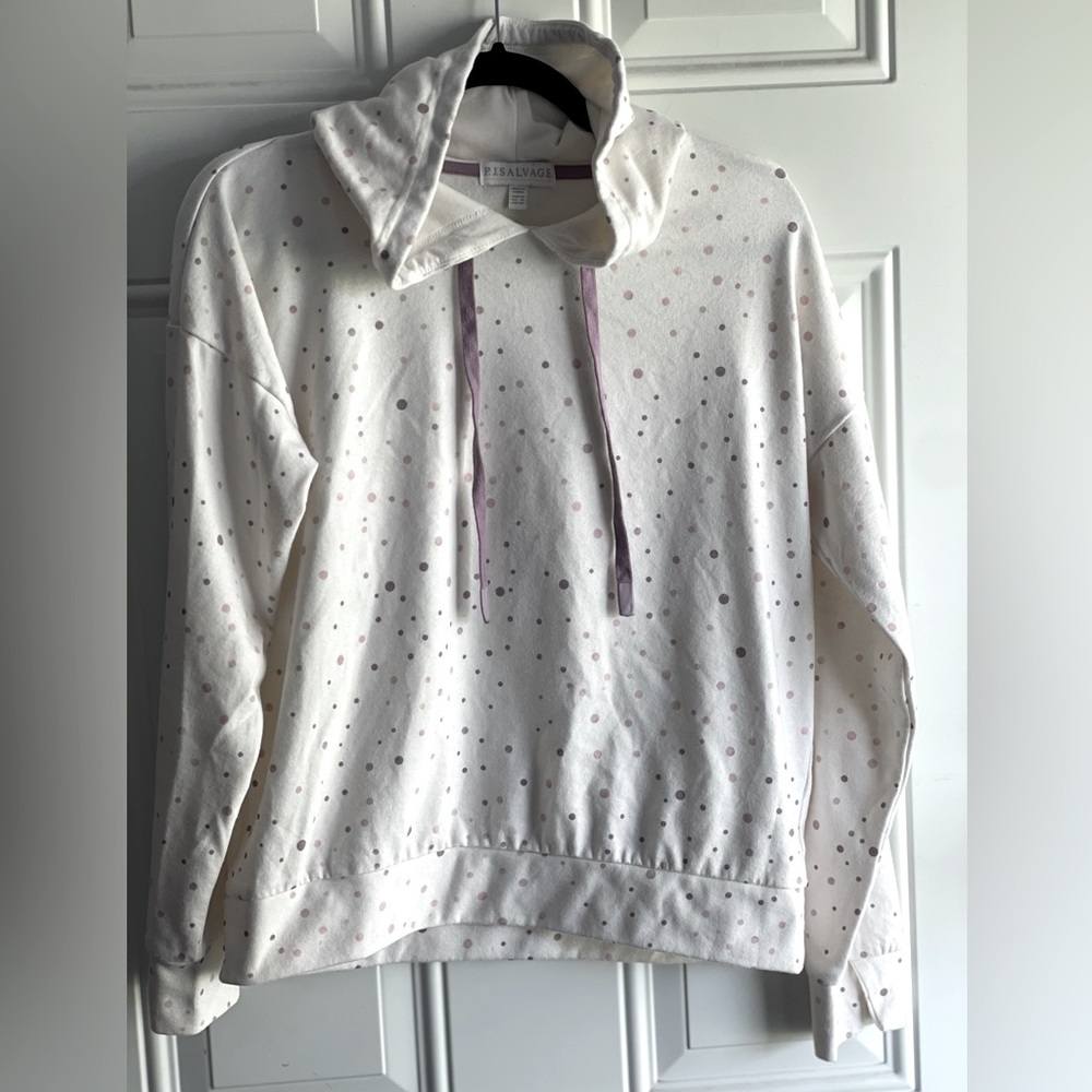SALE‼️ NWOT PJ Salvage Off White With Purple Polka Dot Sweatshirt Hoodie